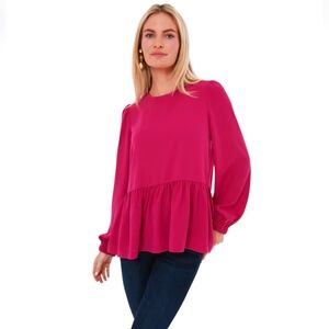 Tuckernuck Promander Place Carlota Fuchsia Peplum Blouse Size Medium